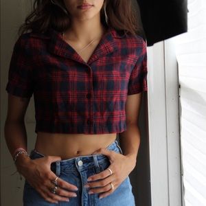 Red and blue Crop top